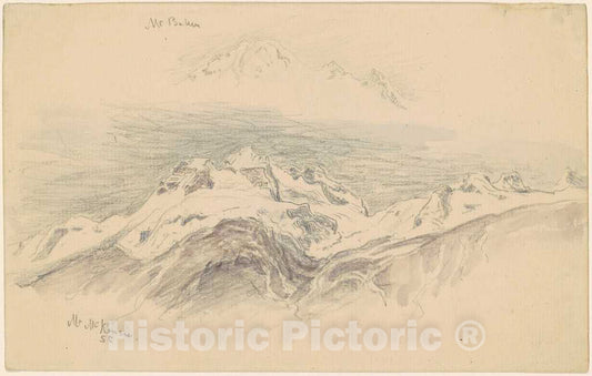 Art Print : Samuel Colman, Mt. Baker and Mt. McKensie [Recto], 1894 - Vintage Wall Art