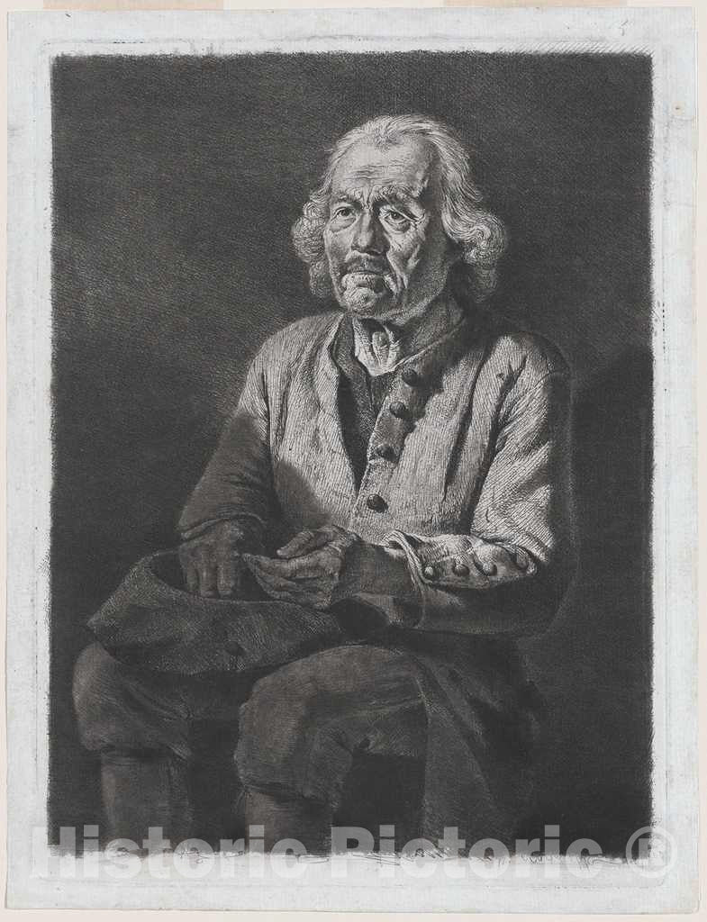 Art Print : Jacques de Boissieu, Old GÃ©rard, Peasant from Chasselay, 1772 - Vintage Wall Art