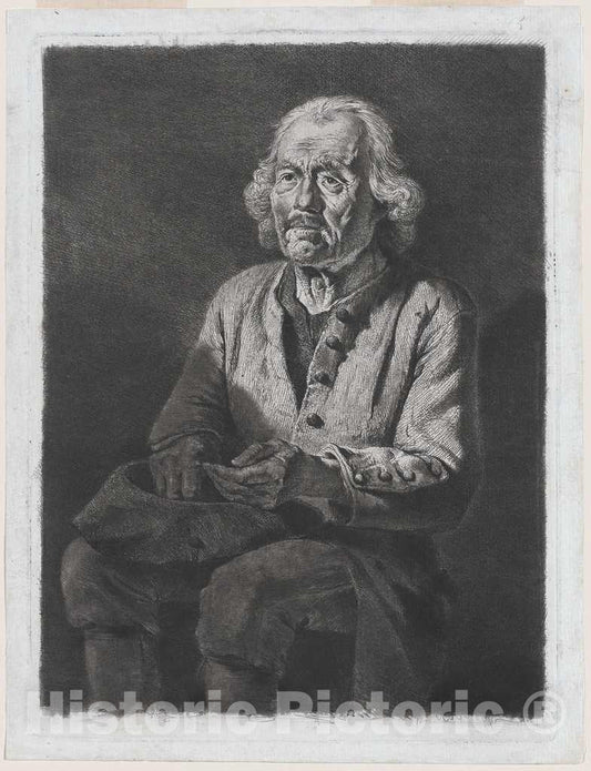 Art Print : Jacques de Boissieu, Old GÃ©rard, Peasant from Chasselay, 1772 - Vintage Wall Art