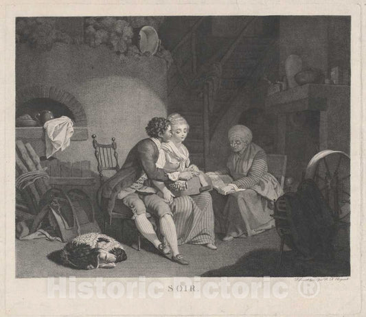 Art Print : Nicolas FranÃ§ois Regnault, Soir (Evening), 1780s - Vintage Wall Art