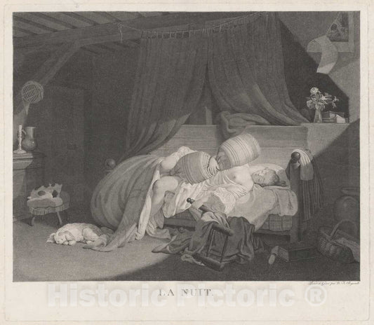 Art Print : Nicolas FranÃ§ois Regnault, La Nuit (Night), 1780s - Vintage Wall Art