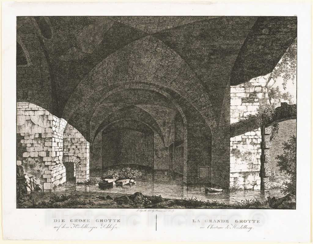 Art Print : Primavesi, After Speeth, Die Grosse Grotte auf dem Heidelberger Schlosse (The Large Grotto at Heidelberg Castle), 1806 - Vintage Wall Art