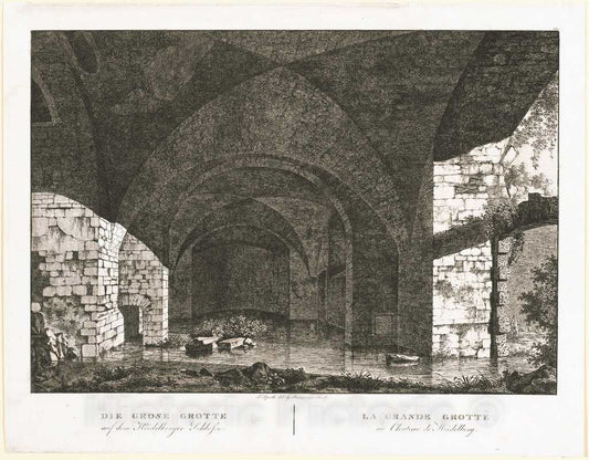 Art Print : Primavesi, After Speeth, Die Grosse Grotte auf dem Heidelberger Schlosse (The Large Grotto at Heidelberg Castle), 1806 - Vintage Wall Art