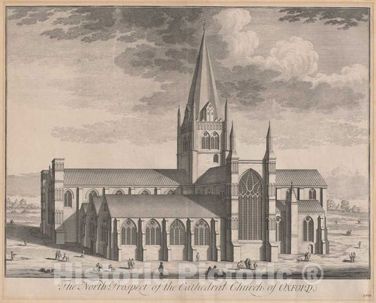 Art Print : Kip, After Leendert Knijff, The North Prospect of The Cathedral Church of Oxford, 1707 - Vintage Wall Art