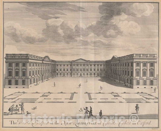 Art Print : Kip After Leendert Knijff, The North Prospect of The New Quadrangle of Christ Church in Oxford, 1707 - Vintage Wall Art