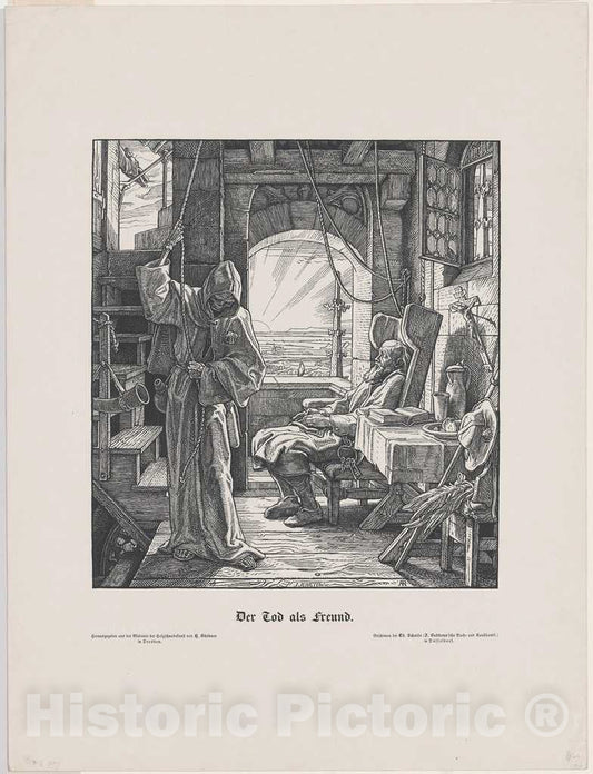 Art Print : Alfred Rethel, Der Tod ALS Freund (Death as a Friend), 1851 - Vintage Wall Art