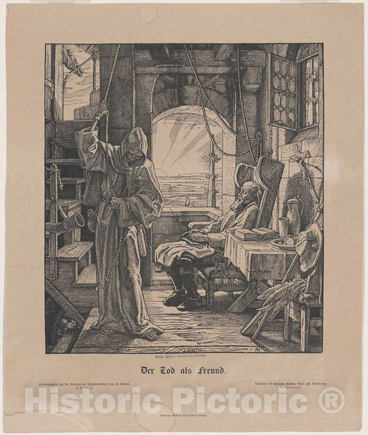 Art Print : Alfred Rethel, Der Tod ALS Freund (Death as a Friend), 1831 - Vintage Wall Art