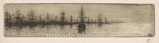 Art Print : Henri-Charles GuÃ©rard, Tall Ships in a Harbor, c. 1880 - Vintage Wall Art