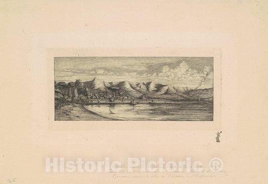 Art Print : Charles Meryon, Nouvelle ZÃ©lande, Presqu'ile de Banks (View of Collier's Point, New Zealand), 1863 - Vintage Wall Art