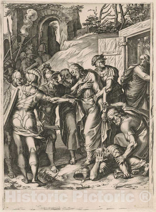 Art Print : Cort, After Girolamo Muziano, The Betrayal of Christ, 1568 - Vintage Wall Art