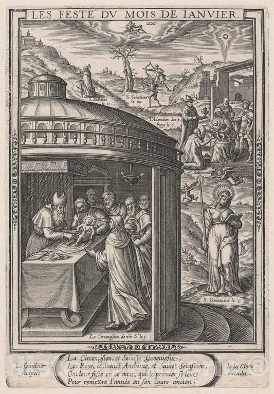 Art Print : LÃ©onard Gaultier, Les Feste du Mois de Janvier (January: The Circumcision), 1603 - Vintage Wall Art
