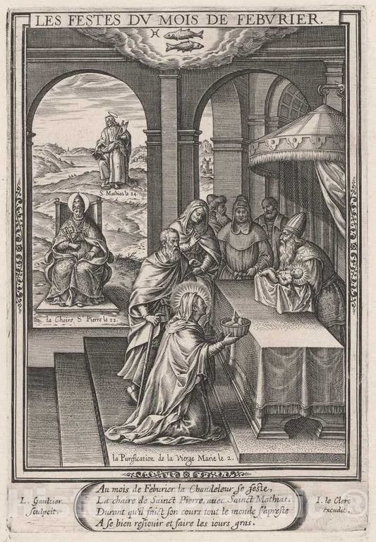 Art Print : LÃ©onard Gaultier, Les Festes du Mois de Feburier (February: The Purification of The Virgin), 1603 - Vintage Wall Art
