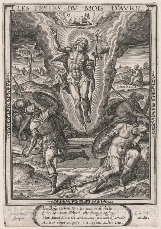 Art Print : LÃ©onard Gaultier, Les Festes du Mois d'Avril (April: The Resurrection), 1603 - Vintage Wall Art
