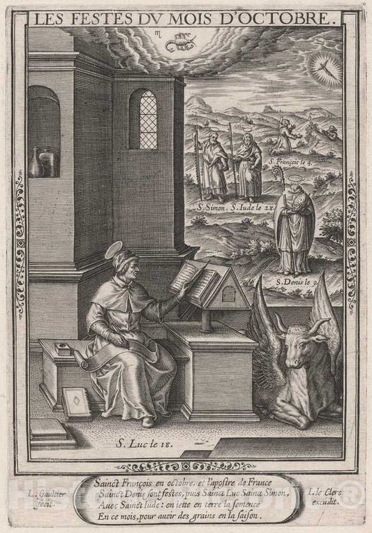 Art Print : LÃ©onard Gaultier, Les Festes du Mois de Octobre (October: Saint Luke), 1603 - Vintage Wall Art