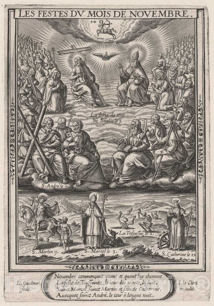 Art Print : LÃ©onard Gaultier, Les Festes du Mois de November (November: All Saints), 1603 - Vintage Wall Art