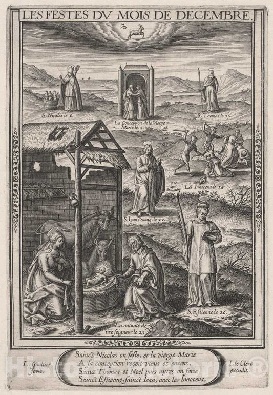 Art Print : LÃ©onard Gaultier, Les Festes du Mois de Decembre (December: The Nativity), 1603 - Vintage Wall Art