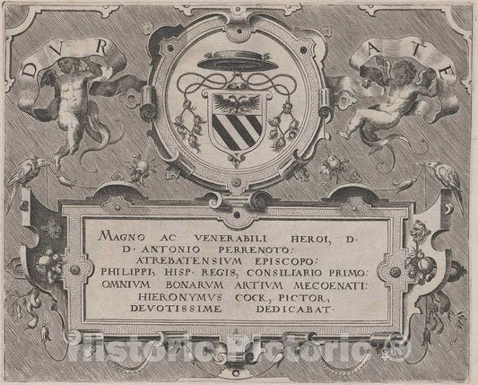 Art Print : Doetechum, The Elder, Dedication, 1560 - Vintage Wall Art