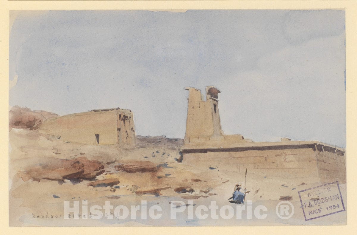 Art Print : Frederick Arthur Bridgman - The Temple of Dendur, Showing The Pylon and Terrace : Vintage Wall Art
