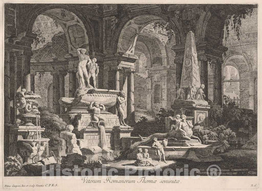 Art Print : Pietro Gaspari, Veterum Romanorum Thermae semirutae, 1771 - Vintage Wall Art
