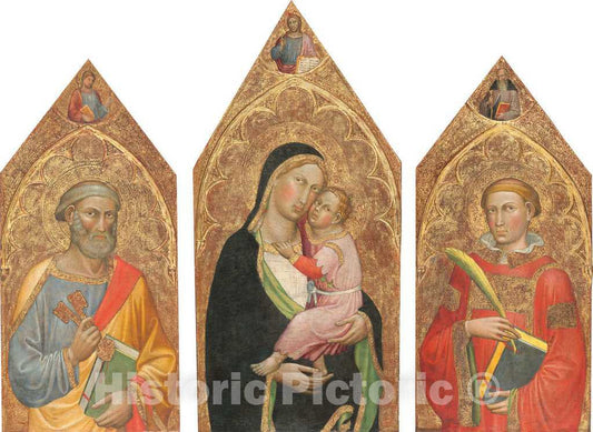 Art Print : Martino di Bartolomeo, Madonna and Child with The Blessing Christ, and Saints Peter, c.1418 - Vintage Wall Art