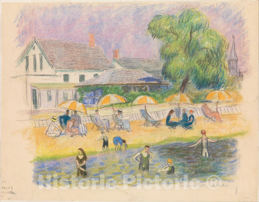 Art Print : William James Glackens - Beach Scene : Vintage Wall Art