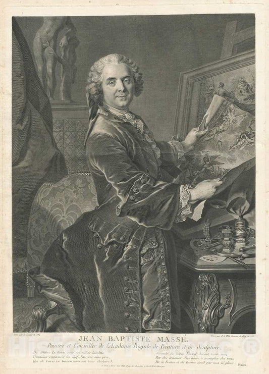 Art Print : Wille afterTocquÃ©, Jean Baptiste MassÃ©, 1755 - Vintage Wall Art