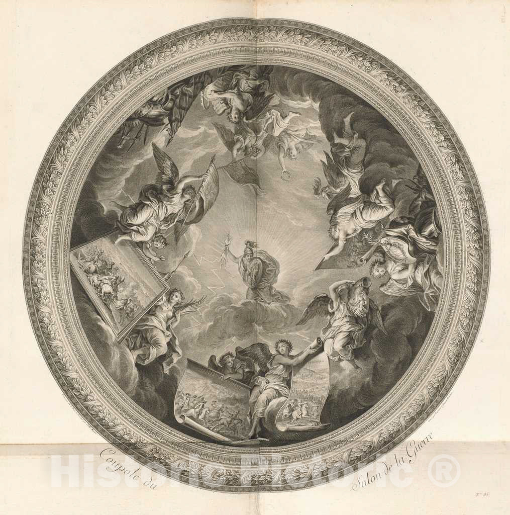 Art Print : MassÃ© After Le Brun, Coupole du Salon de la Guerre (Cupola of The Salon of War) [pl. 35], 1752 - Vintage Wall Art