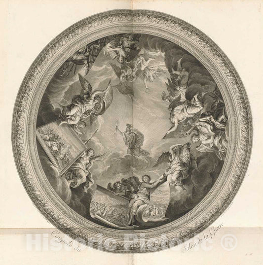 Art Print : MassÃ© After Le Brun, Coupole du Salon de la Guerre (Cupola of The Salon of War) [pl. 35], 1752 - Vintage Wall Art