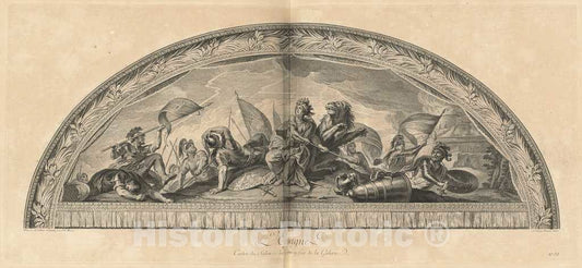 Art Print : MassÃ© After Le Brun, Spain, Center of The Salon of War Opposite The Gallery [pl. 38], 1752 - Vintage Wall Art