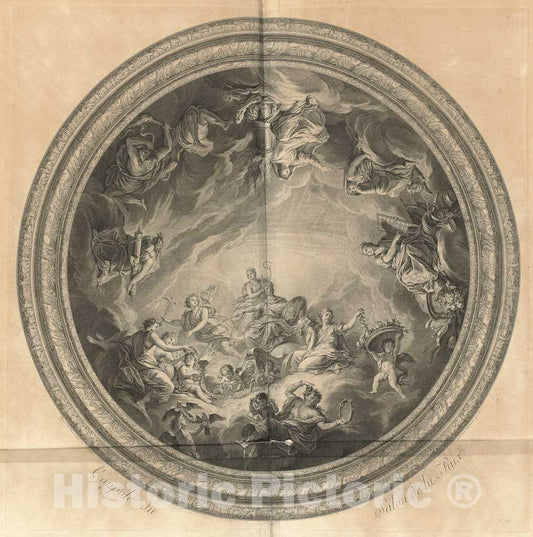 Art Print : MassÃ© After Le Brun, Coupole du Salon de la Paix (Cupola of The Salon of Peace) [pl. 44], 1752 - Vintage Wall Art
