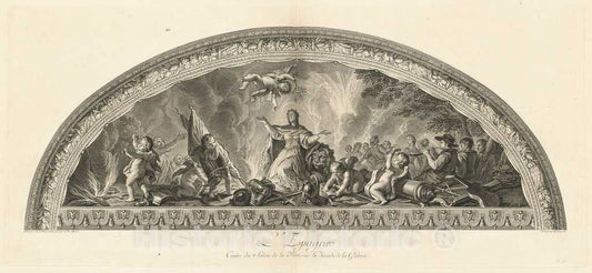 Art Print : MassÃ© After Le Brun, Spain, Center of The Salon of Peace in The Gallery's Arcade [pl. 47], 1752 - Vintage Wall Art