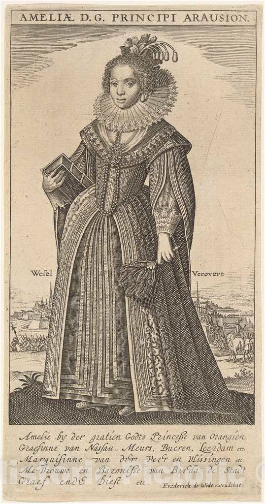 Art Print : Frederik de Wit, Amalia, Wife of Fredierick Henry, Prince of Orange - Vintage Wall Art