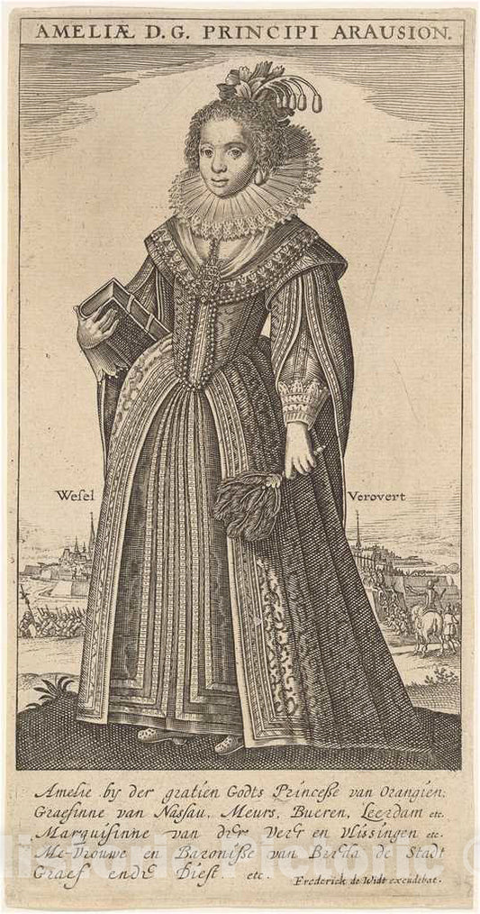 Art Print : Frederik de Wit, Amalia, Wife of Fredierick Henry, Prince of Orange - Vintage Wall Art