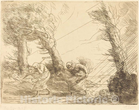 Art Print : Alphonse Legros, Harvesters Surprised by The Storm (Moissonneuses Surprises par l'orage) - Vintage Wall Art