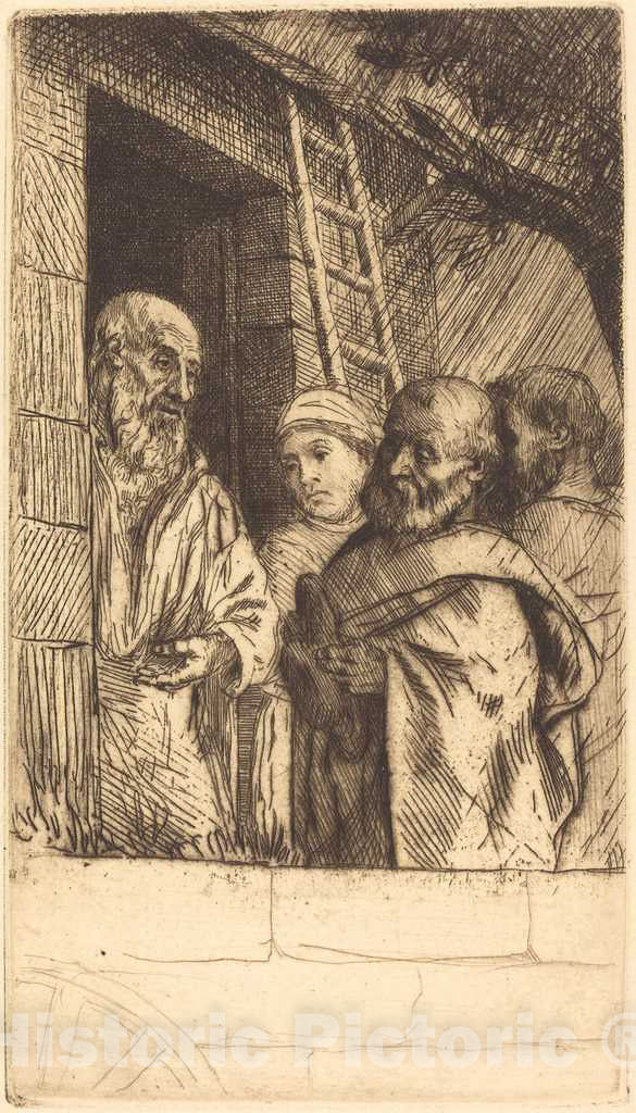 Art Print : Alphonse Legros, Saint Peter and Saint Paul at The Door of Bonhomme Misere (Saint Pierre et Saint Paula la Port du Bonhomme Misere) - Vintage Wall Art