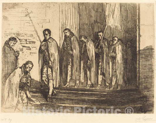 Art Print : Alphonse Legros, Procession Leaving a Church (La Sortie de la Procession) - Vintage Wall Art