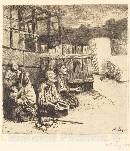 Art Print : Alphonse Legros, English Beggars (Les mendiants Anglais), 1875 - Vintage Wall Art