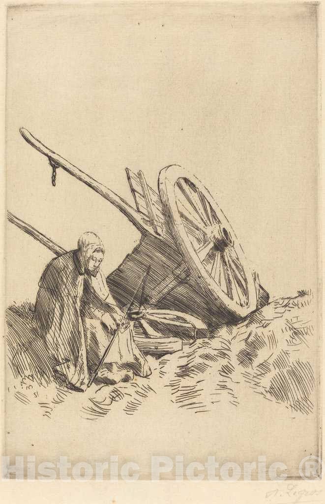Art Print : Alphonse Legros, Broken Cart (La charrette brisee) - Vintage Wall Art