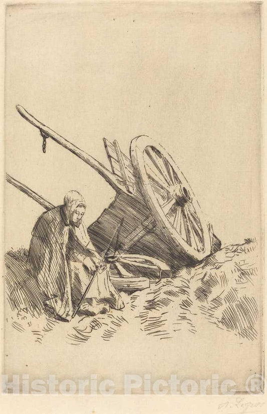 Art Print : Alphonse Legros, Broken Cart (La charrette brisee) - Vintage Wall Art