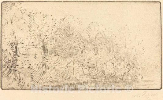 Art Print : Alphonse Legros, Along The River (Sur la Riviere) - Vintage Wall Art