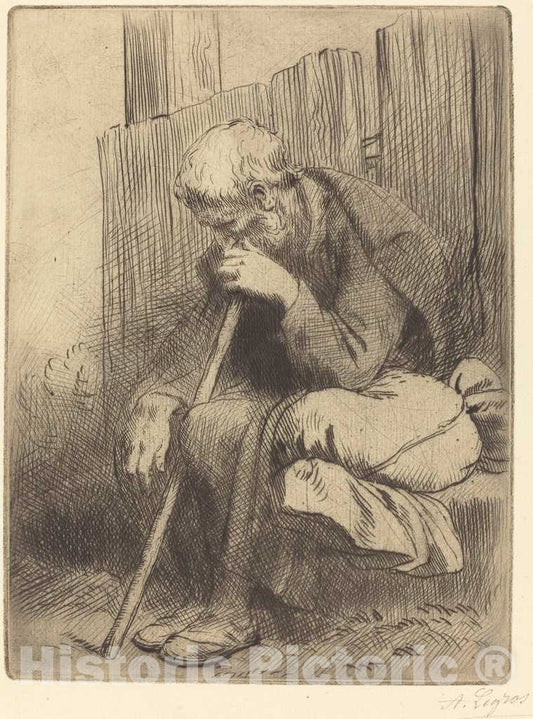 Art Print : Alphonse Legros, Thinker (Le penseur) - Vintage Wall Art