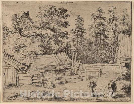 Art Print : Allart Van Everdingen, Three Cottages, c.1651 - Vintage Wall Art