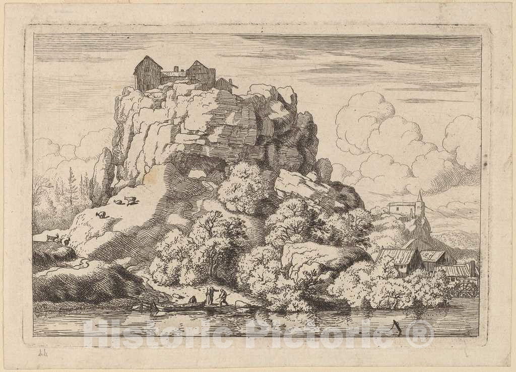 Art Print : Allart Van Everdingen, River at The Foot of a High Rock, c.1651 - Vintage Wall Art
