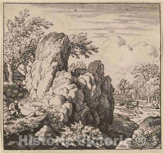 Art Print : Allart Van Everdingen, Large Rock, c.1651 - Vintage Wall Art