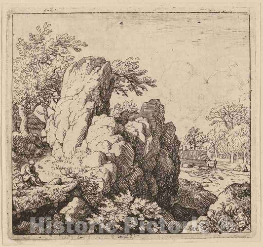 Art Print : Allart Van Everdingen, Large Rock, c.1651 - Vintage Wall Art