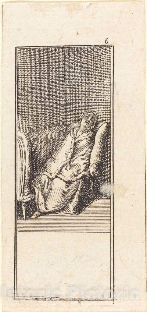 Art Print : Daniel Nikolaus Chodowiecki, Girl Sleeping on Settee, 1784 - Vintage Wall Art