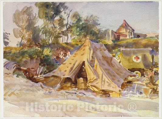 Art Print : John Singer Sargent - Camp with Ambulance : Vintage Wall Art