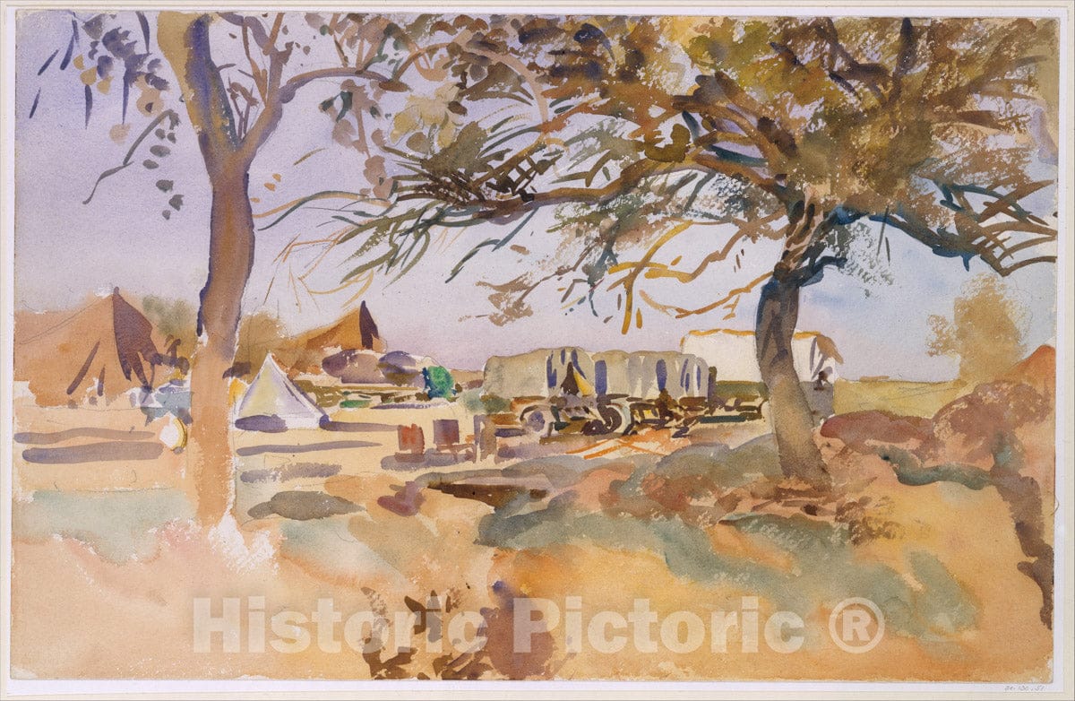 Art Print : John Singer Sargent - Military Camp : Vintage Wall Art