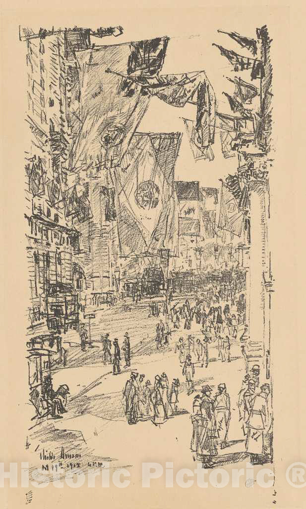 Art Print : Childe Hassam, Avenue of The Allies, 1918 - Vintage Wall Art