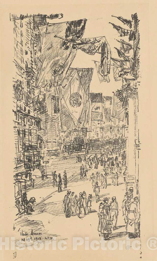 Art Print : Childe Hassam, Avenue of The Allies, 1918 - Vintage Wall Art